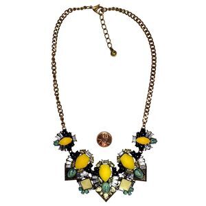 Chloe Isabel Necklace Limoncello Yellow Blue Rhinestone Art Deco Glam Regency